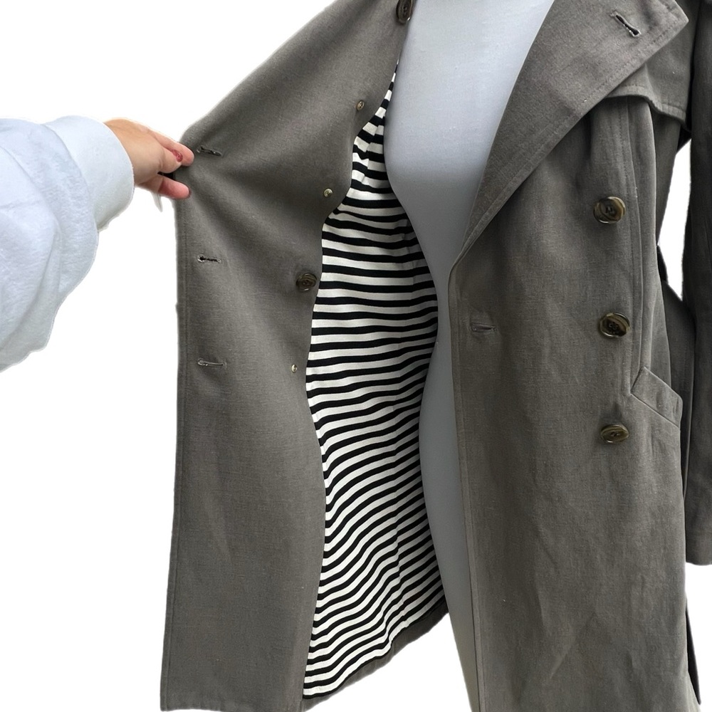 Gryphon New York Grey Hoodie Trench Coat Small Excellent used Condition - Picture 13 of 16